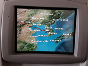 北京上空からインチョン空港への入り方