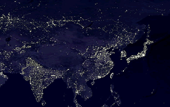 出典：宇宙空間から見た中国、北朝鮮、韓国、台湾、日本などの夜の全体写真