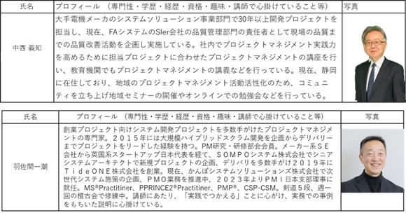 PMAJ PM研究・研修部会講師